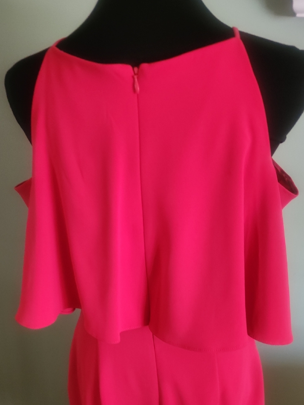 Badgley Mischka Hot Pink Ruffle Midi Dress - Picture 3 of 3